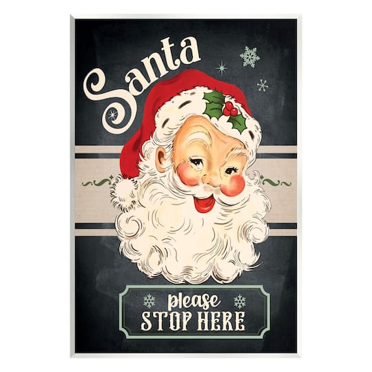 Stupell Industries Santa Please Stop Here Vintage Smiling Wall Plaque Art